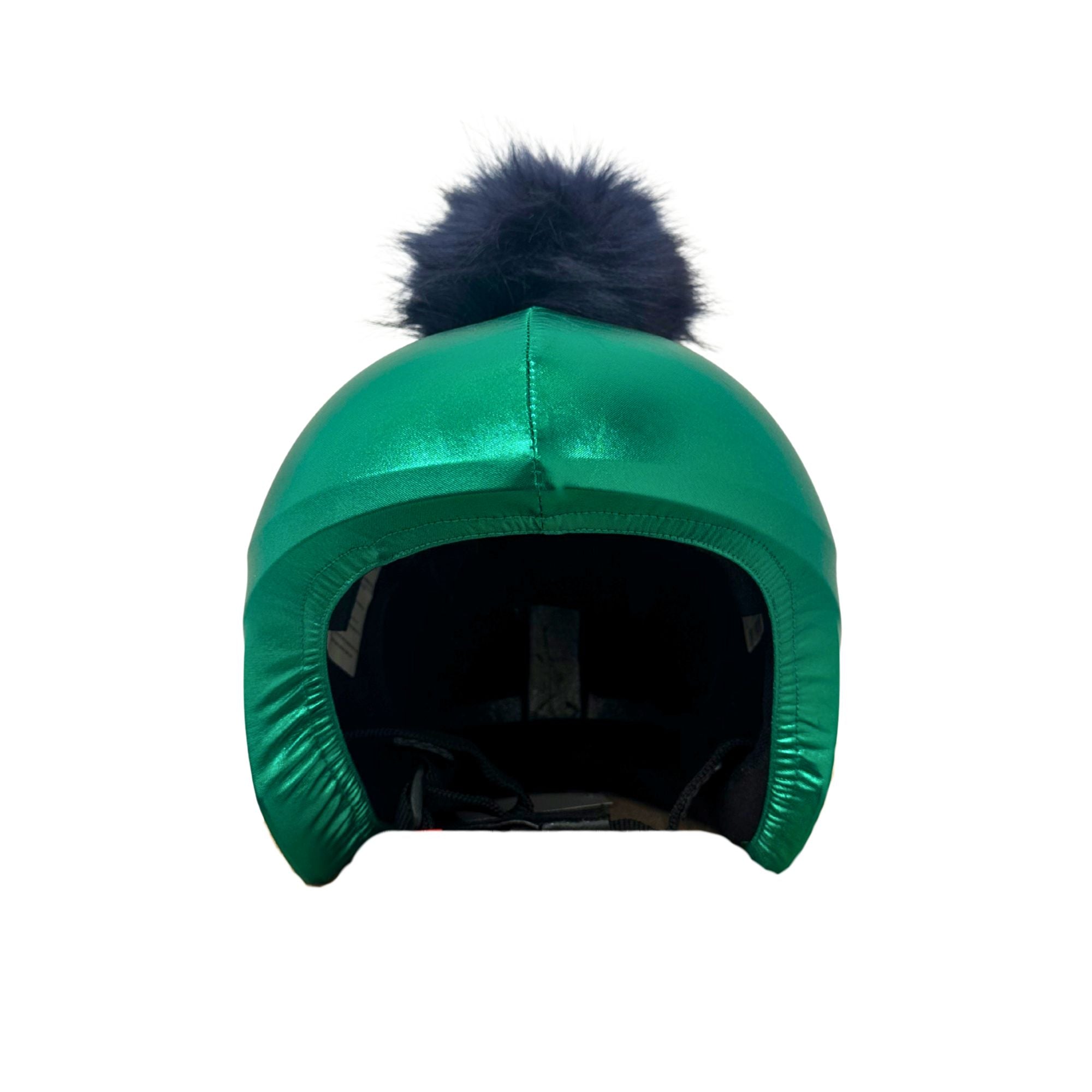Coolcasc Green With Blue Pon Pon Helmet Cover