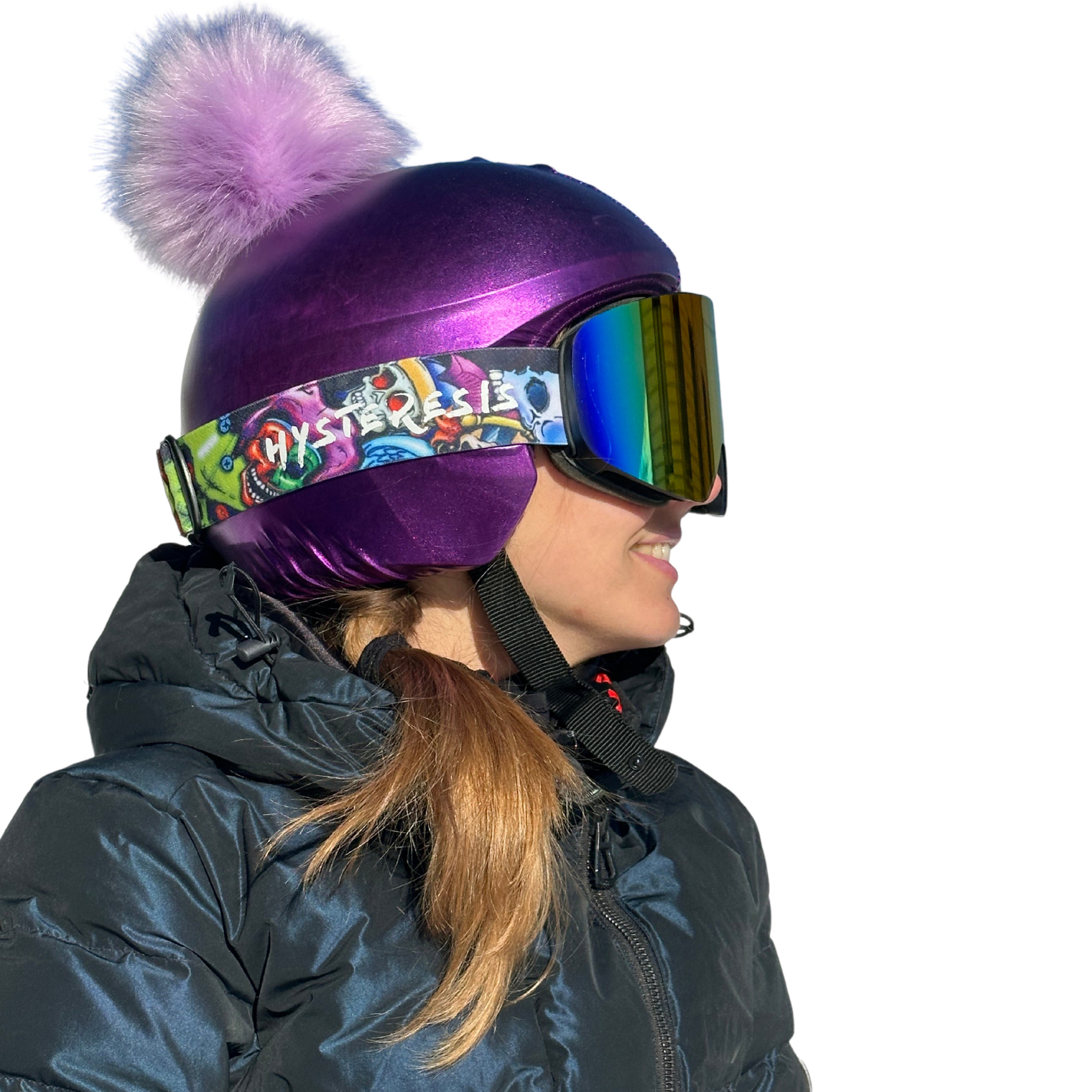 Coolcasc Purple With Purple Pon Pon Helmet Cover