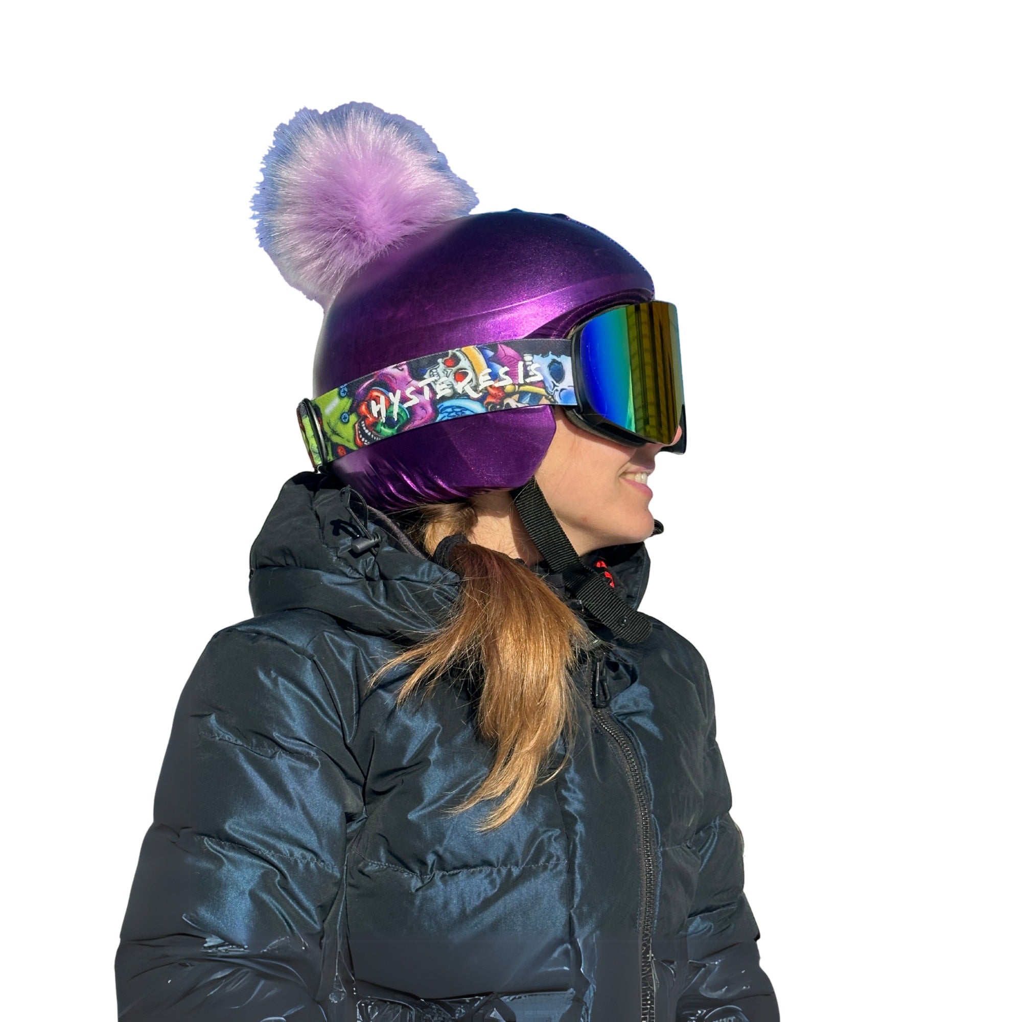 Coolcasc Purple With Purple Pon Pon Helmet Cover