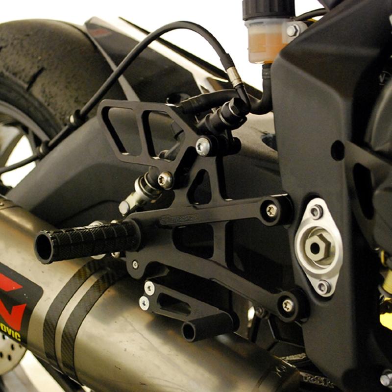 Woodcraft 2017-2017 Triumph Daytona 675 674R GP Shift Complete Rearset Kit w/ Pedals & QS Rod (No Side Stand - Race Only)