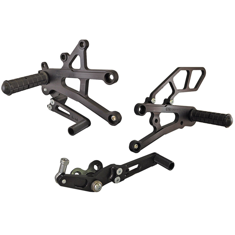 Woodcraft 2006-2012 Triumph Daytona 675 GP Shift Complete Rearset Kit w/ Pedals (NO QS) (No Side Stand - Race Use Only)