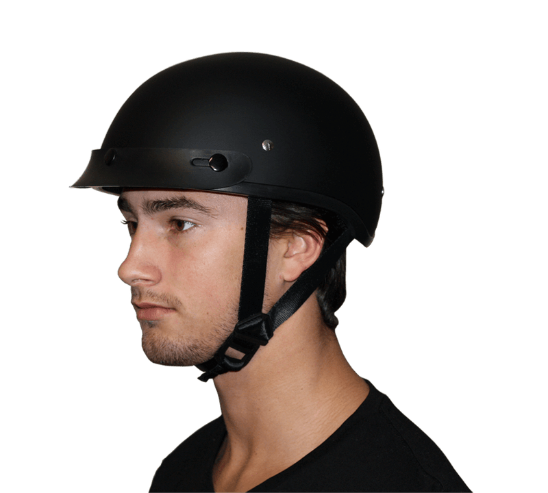 Daytona Dull Black Skull Cap Half Motorcycle Helmet (No Visor) (3XS - 4XL)