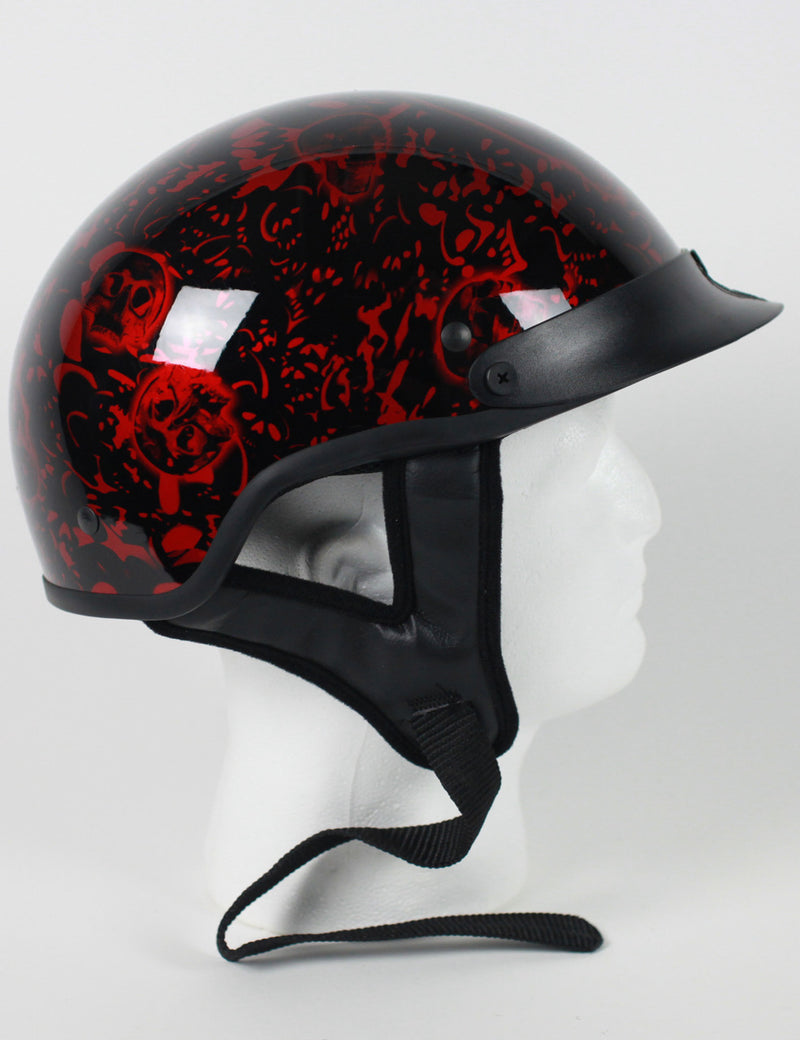 Rodia Red Skull Boneyard Half Motorcycle Helmet
