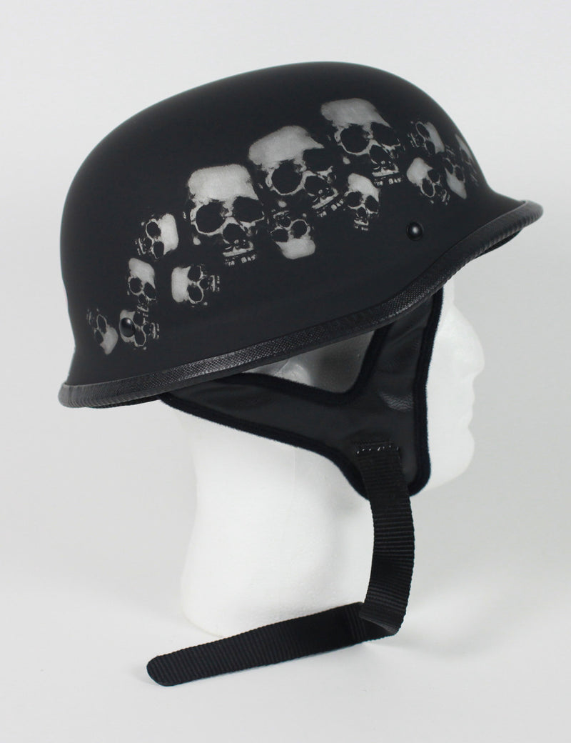 Rodia Matte Black Skull Pile German Motorcycle Helmet