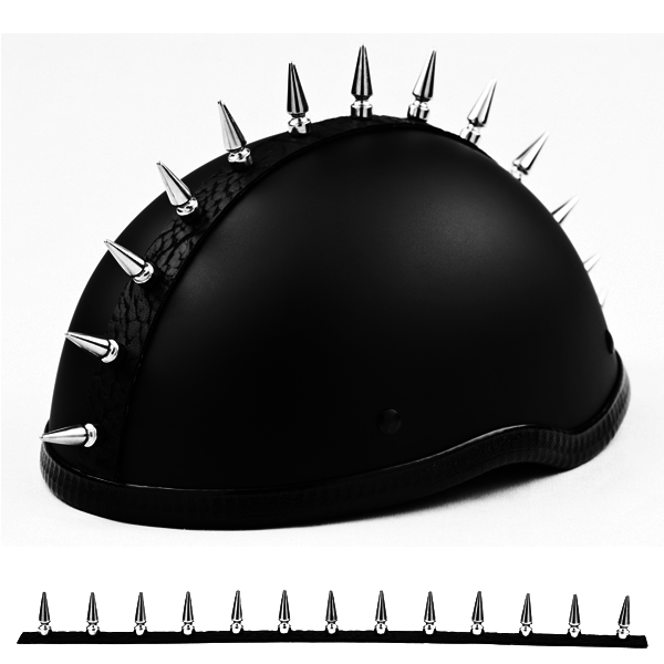 black motorcycle helmet for boys with spikes German Flat Novelty LeatherAnarchy The helmet comes with a clear shield installed and an extra dark smoke shield included Stick On Metal Motorcycle Helmet