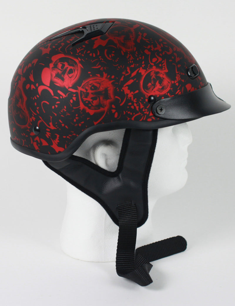 Rodia Matte Red Boneyard Vented Half Motorcycle Helmet