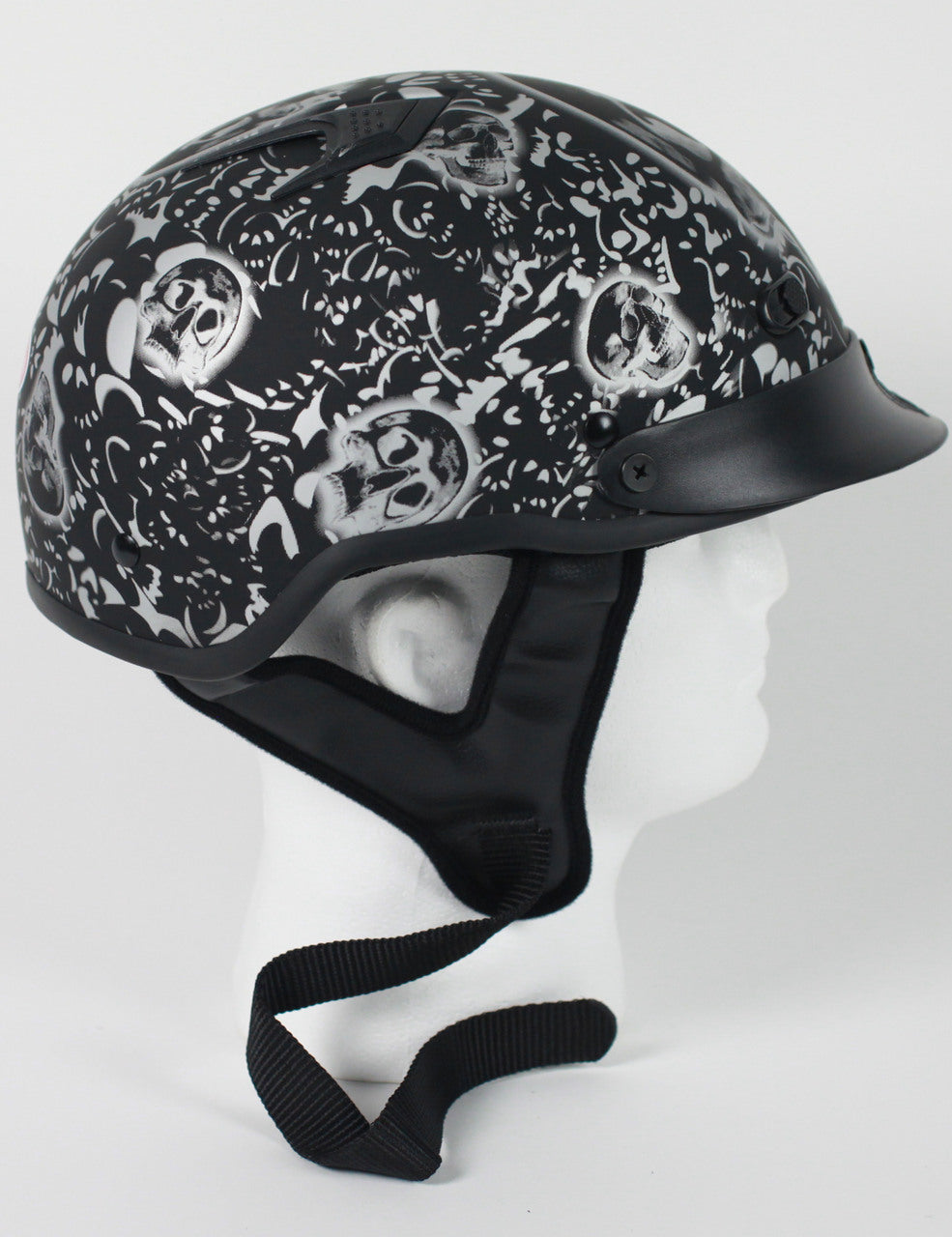 Rodia Matte Black Boneyard Vented Half Motorcycle Helmet
