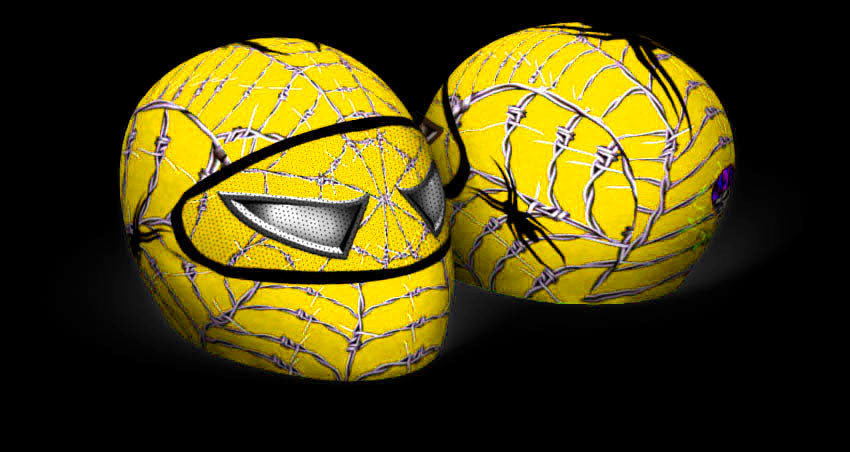 Skullskins Spider-Man Wired Web Yellow Full Face Motorcycle Helmet Cover