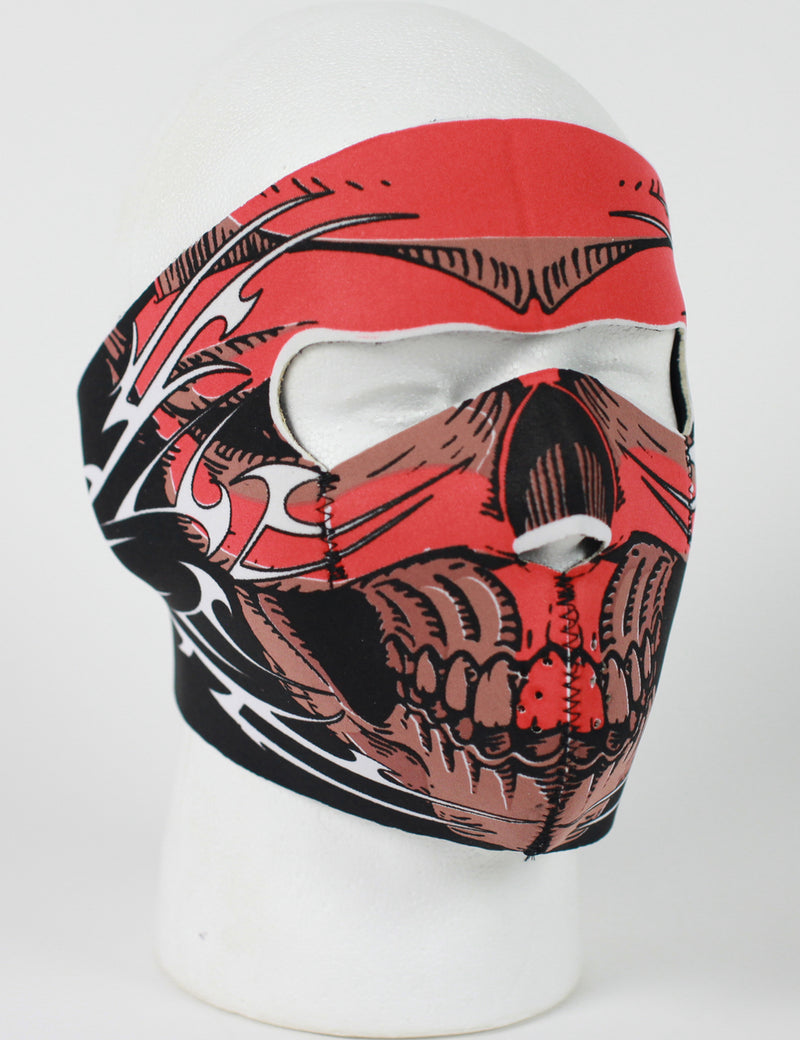Red Tribal Skull Protective Neoprene Full Face Ski Mask