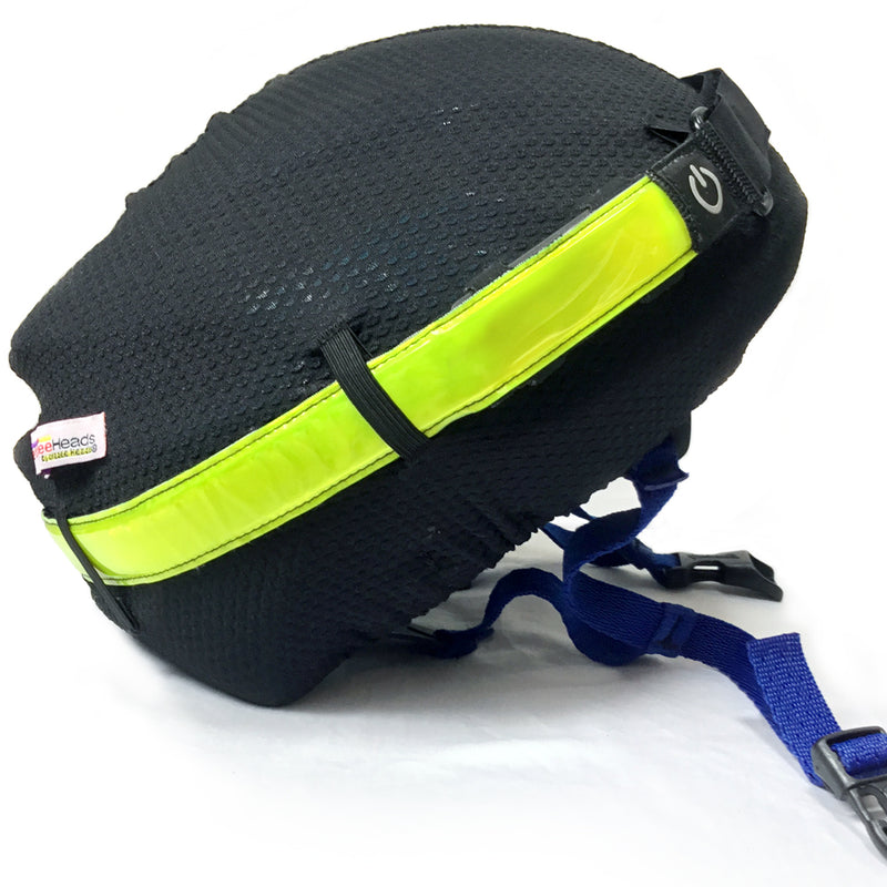 CrazeeHeads Black with Green LED Ski Helmet Cover