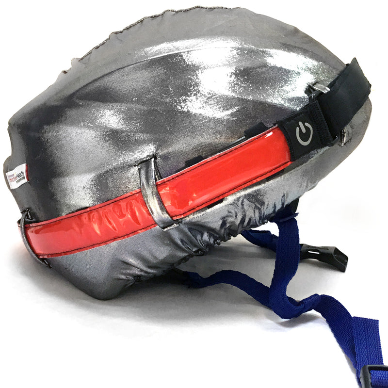 CrazeeHeads Silver with Red Belt LED Ski Helmet Cover