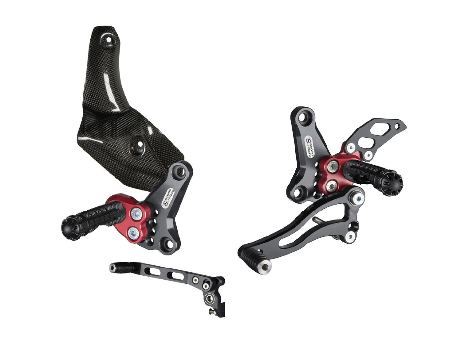 Bonamici 2009 - 2016 Ducati Streetfighter 848 1098 Rearsets Foot Pegs w/ Carbon Exhaust Guard
