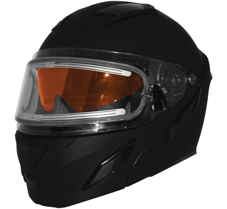 Zox Brigade SVS Matte Black Electric Faceshield Modular Snowmobile Helmet