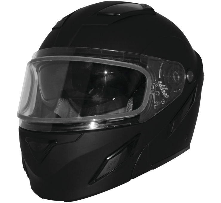 Zox Brigade SVS Matte Black Double Faceshield Modular Snowmobile Helmet