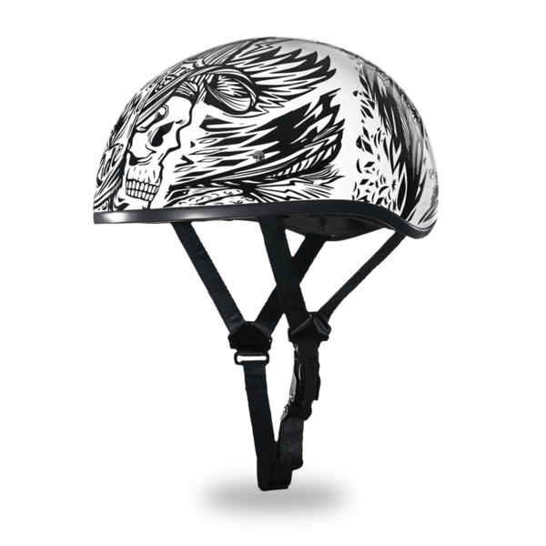 Daytona Live Fast D.O.T. Skull Cap Half Motorcycle Helmet (2XS-2XL)