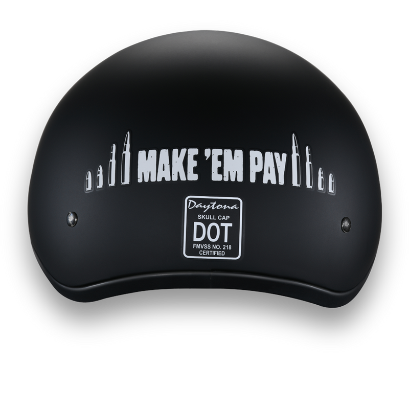 Daytona Make 'Em Pay  Skull Cap Half Motorcycle Helmet (2XS - 2XL)