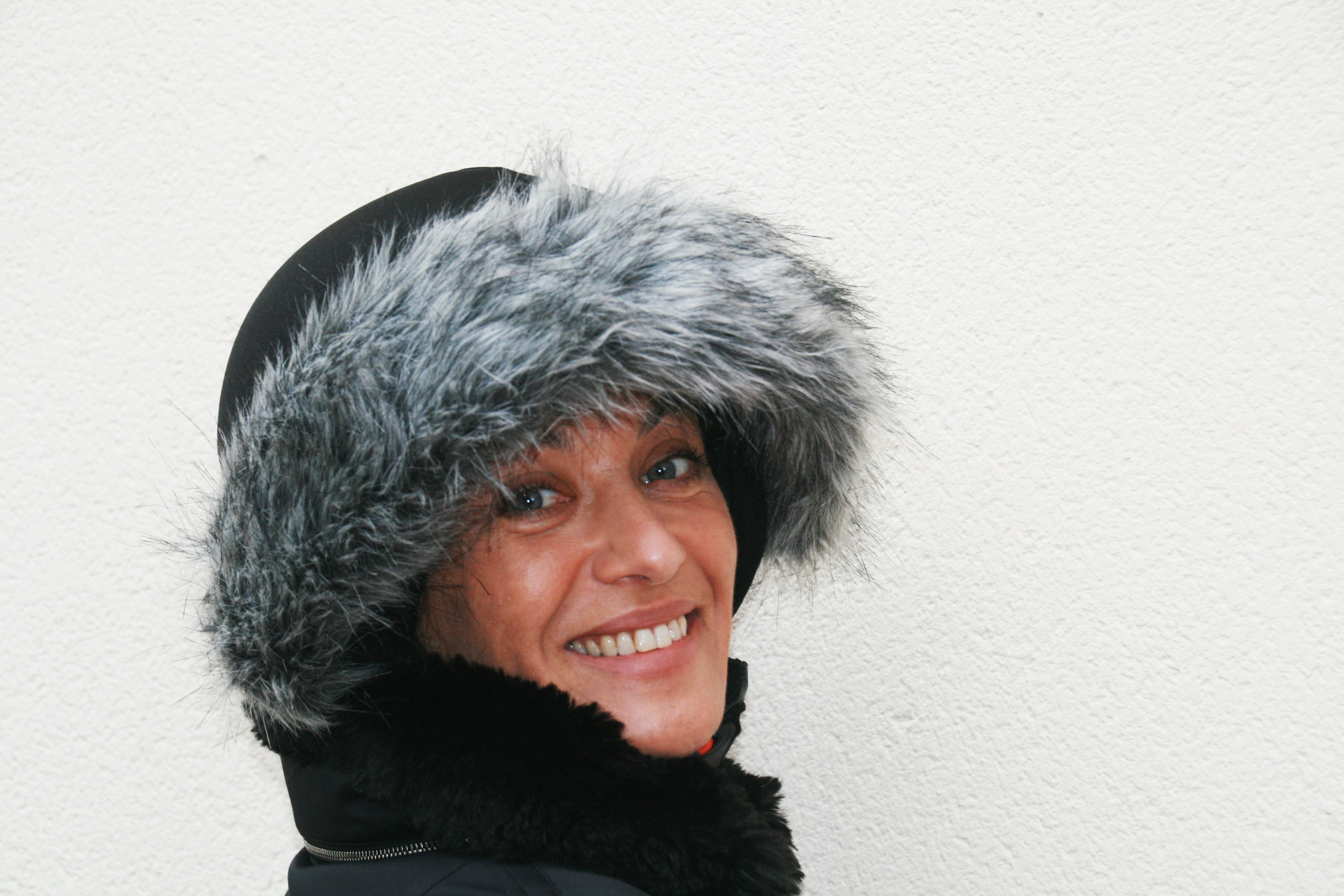 Coolcasc Black with Grey Fur Helmet Cover