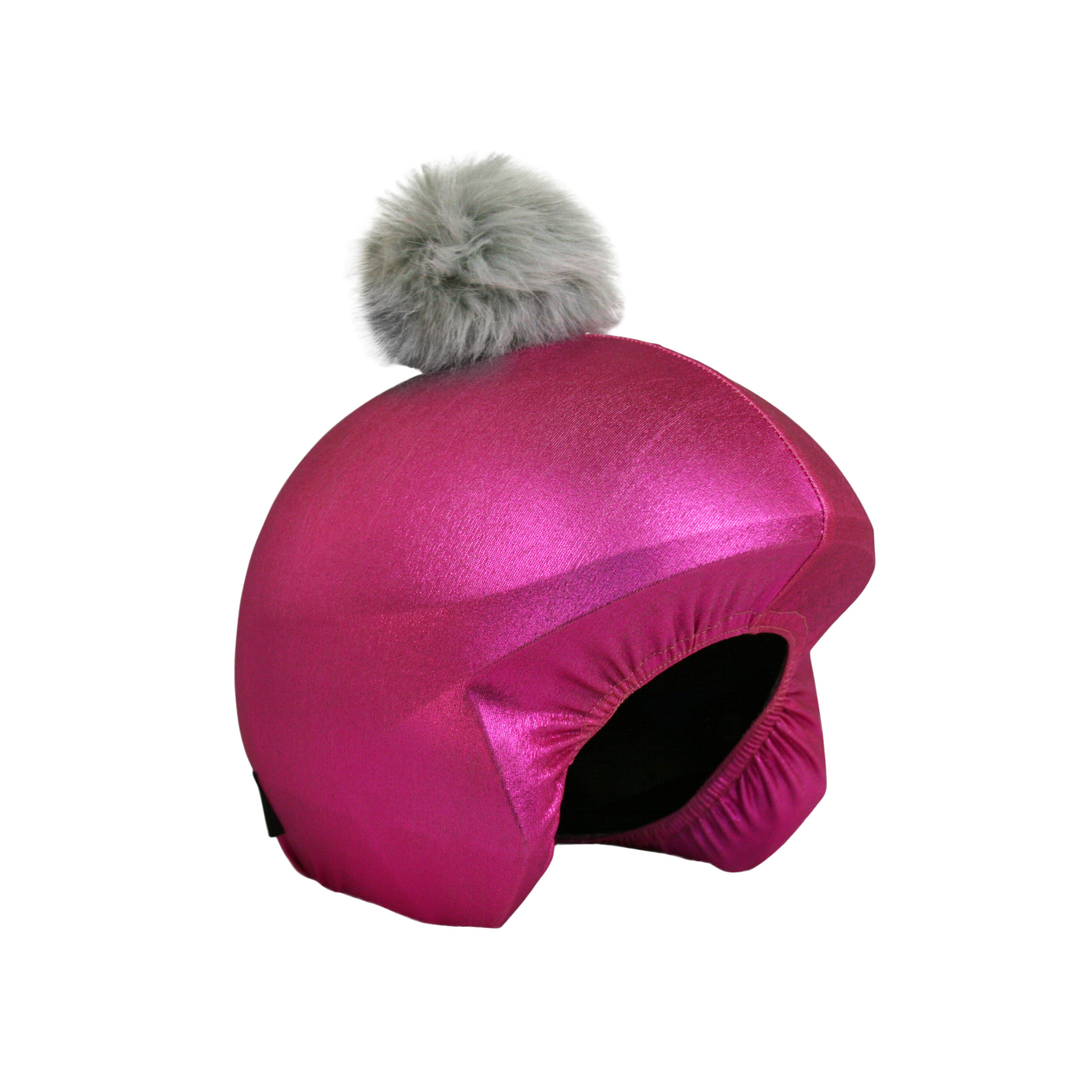 Coolcasc Pink Grey Pon Pon Helmet Cover
