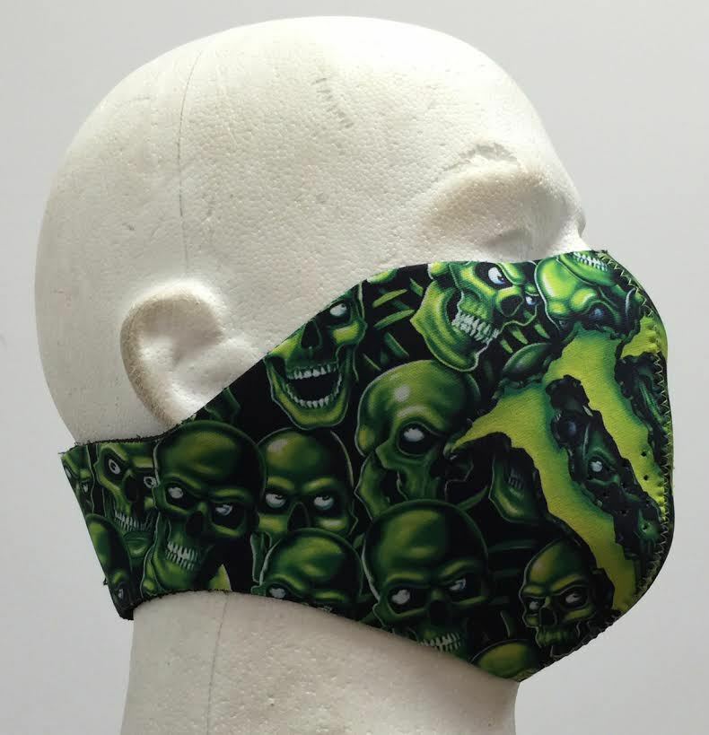 Green Skull Monster Protective Neoprene Half Face Ski Mask
