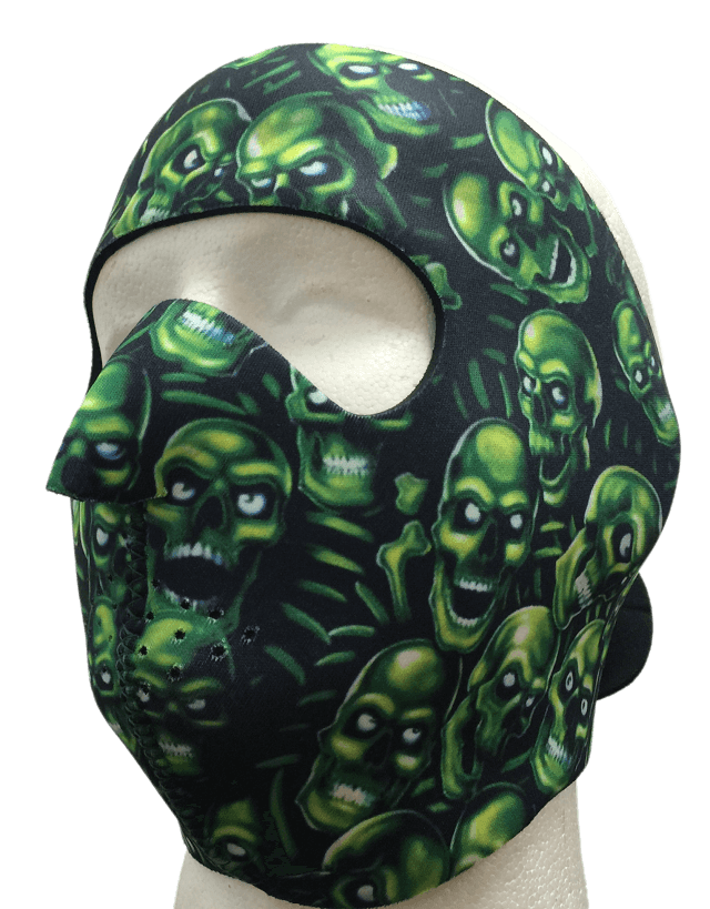 Green Skulls Protective Neoprene Full Face Ski Mask