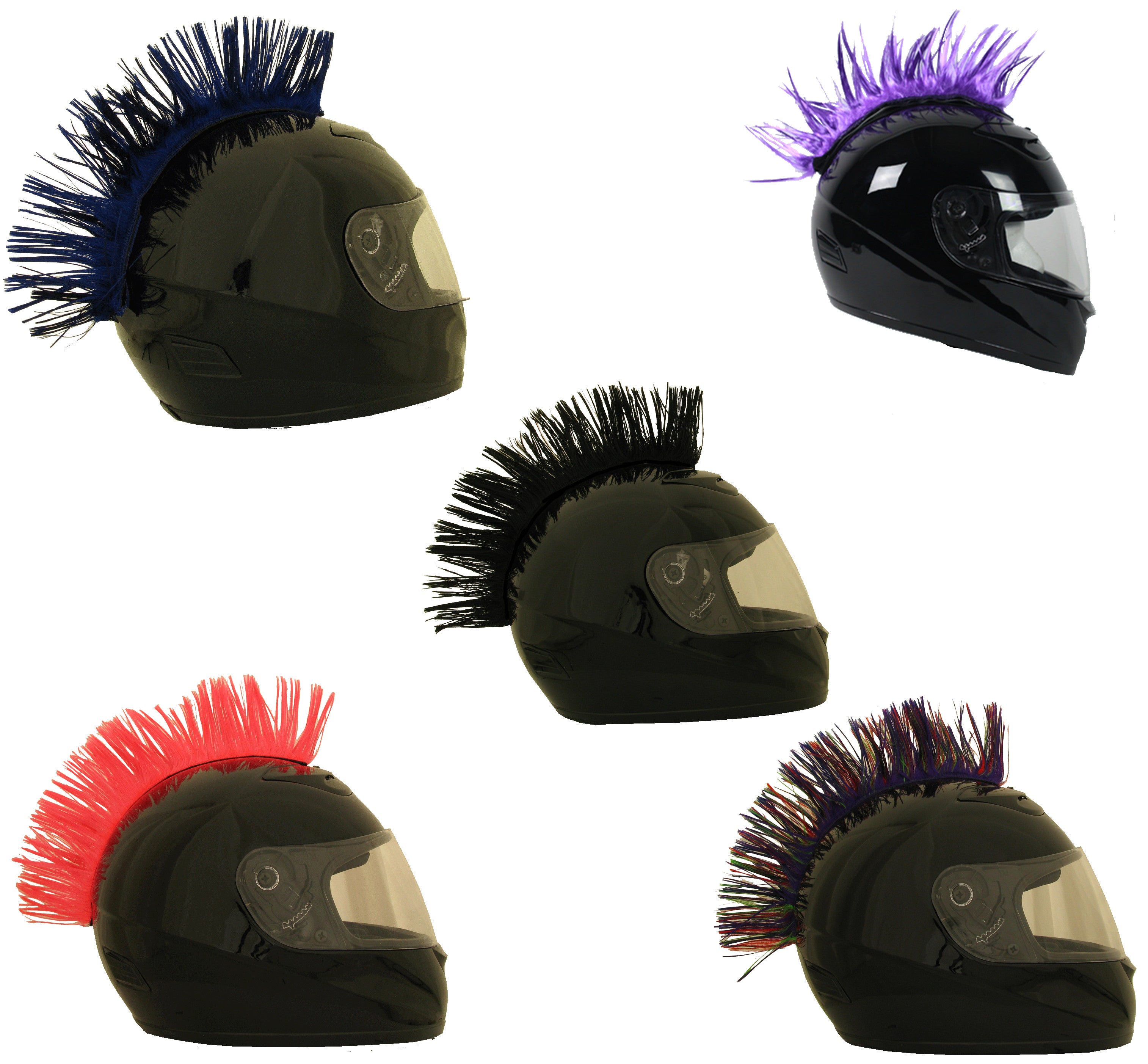 Stick On Hair Motorcycle Helmet Mohawk (5 Colors)