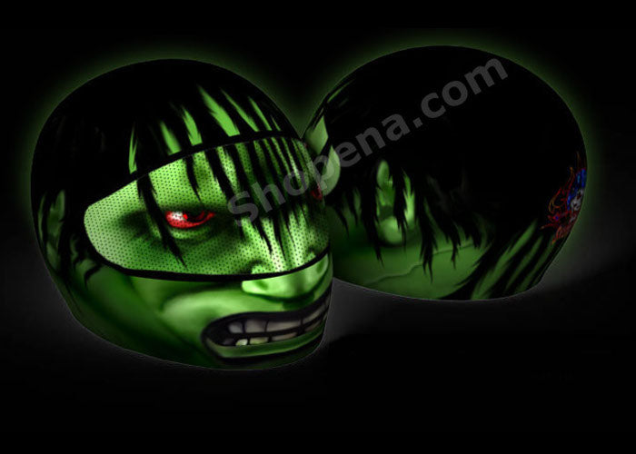 Skullskins Hulk Green Aggressive Rider Full Face Motorcycle Helmet Cover