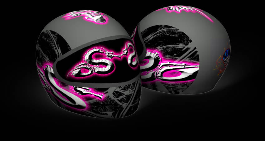 Skullskins Pink Metal Dragon Full Face Motorcycle Helmet Cover