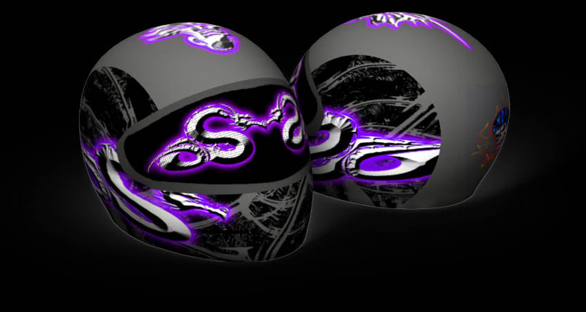 Skullskins Purple Metal Dragon Full Face Motorcycle Helmet Cover