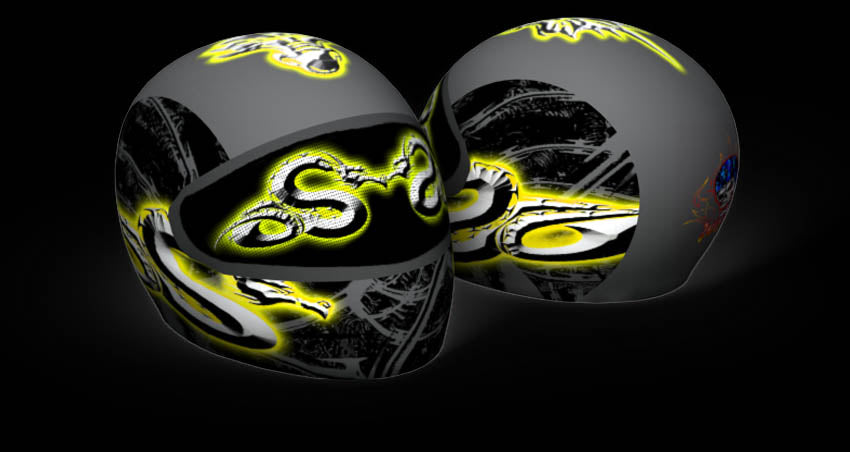 Skullskins Yellow Metal Dragon Full Face Motorcycle Helmet Cover
