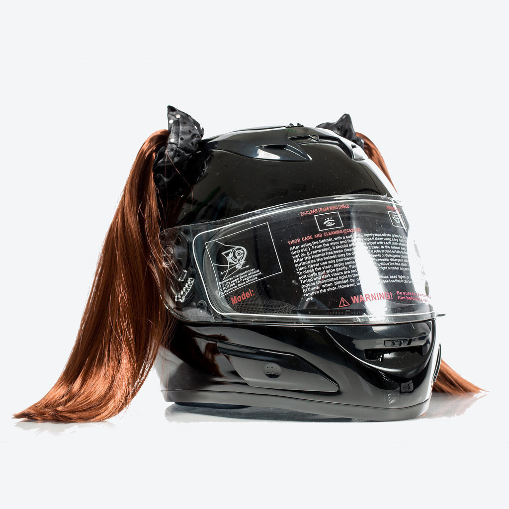 Stick On Motorcycle Helmet Pigtails (9 Styles)