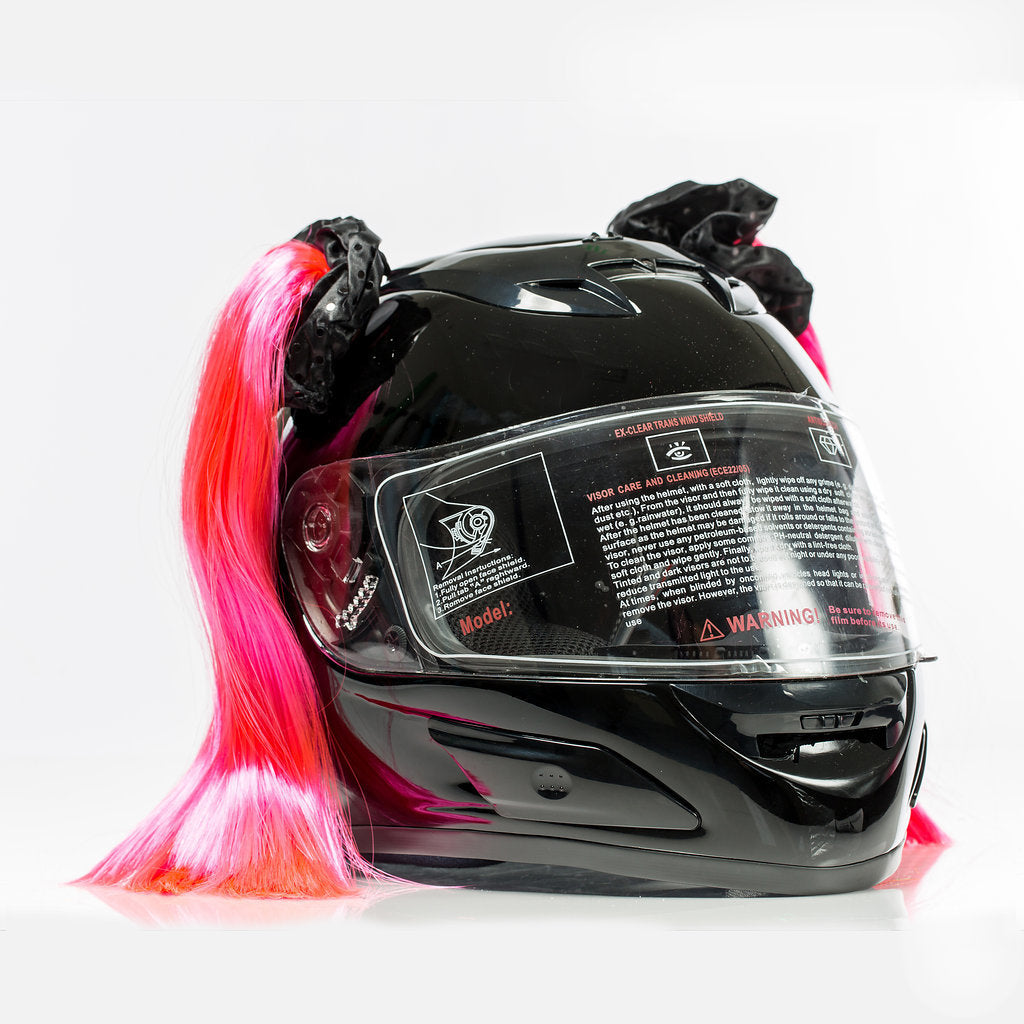 Stick On Motorcycle Helmet Pigtails (9 Styles)