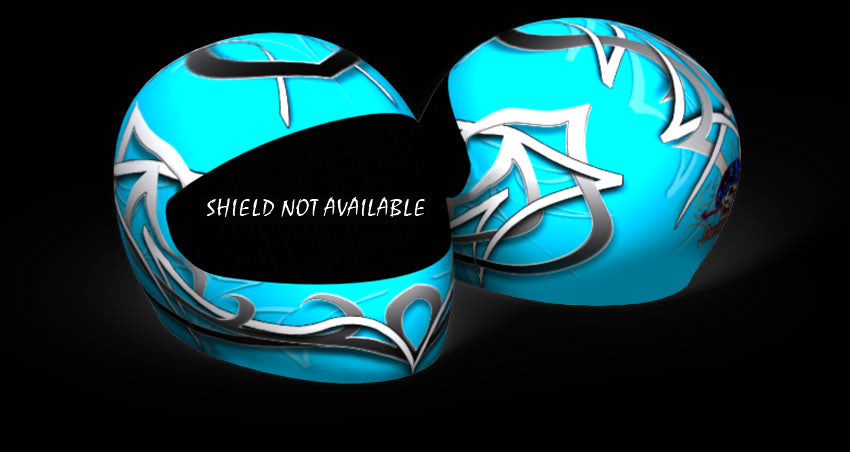 Skullskins Sky Blue R Tribal Full Face Motorcycle Helmet Cover