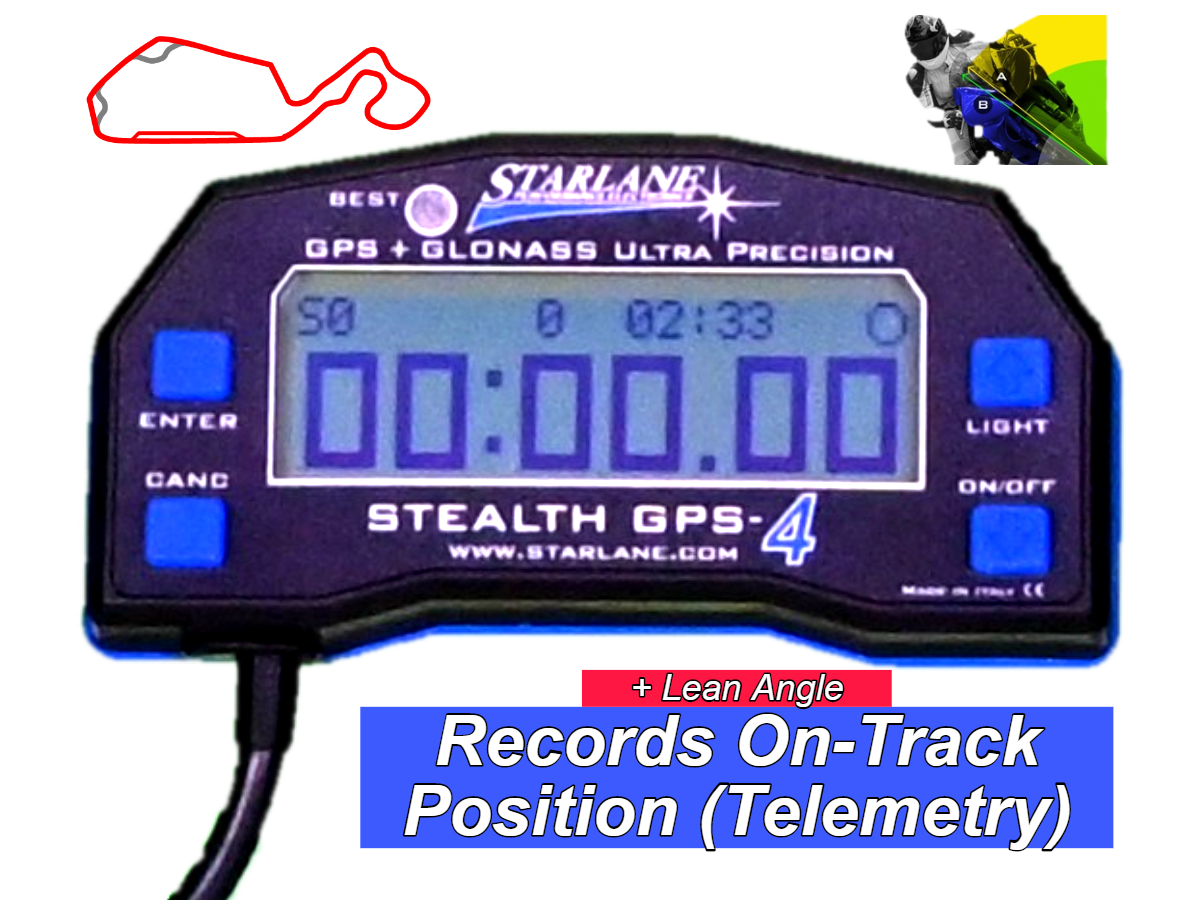 Starlane Stealth GPS-4 Position Logger Lean & Angle Motorcycle Lap Timer 