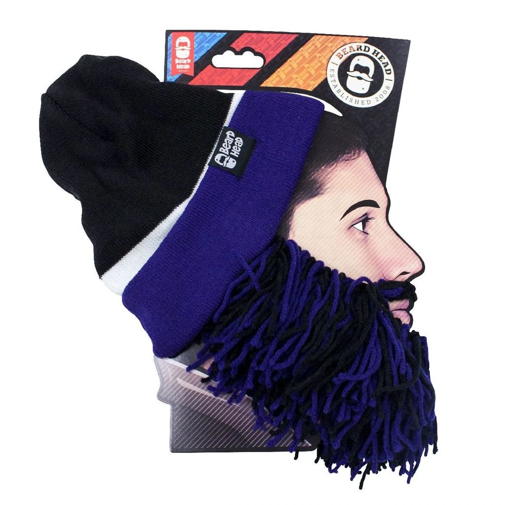 Beard Head Baltimore Ravens Colors Barbarian Bearded Face Mask & Hat