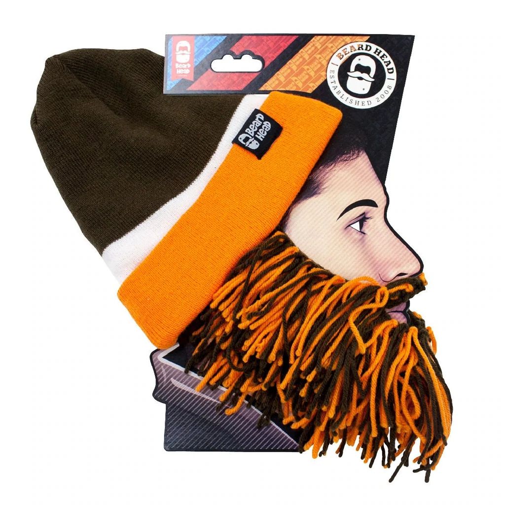 Beard Head Cleveland Browns Colors Barbarian Bearded Face Mask & Hat