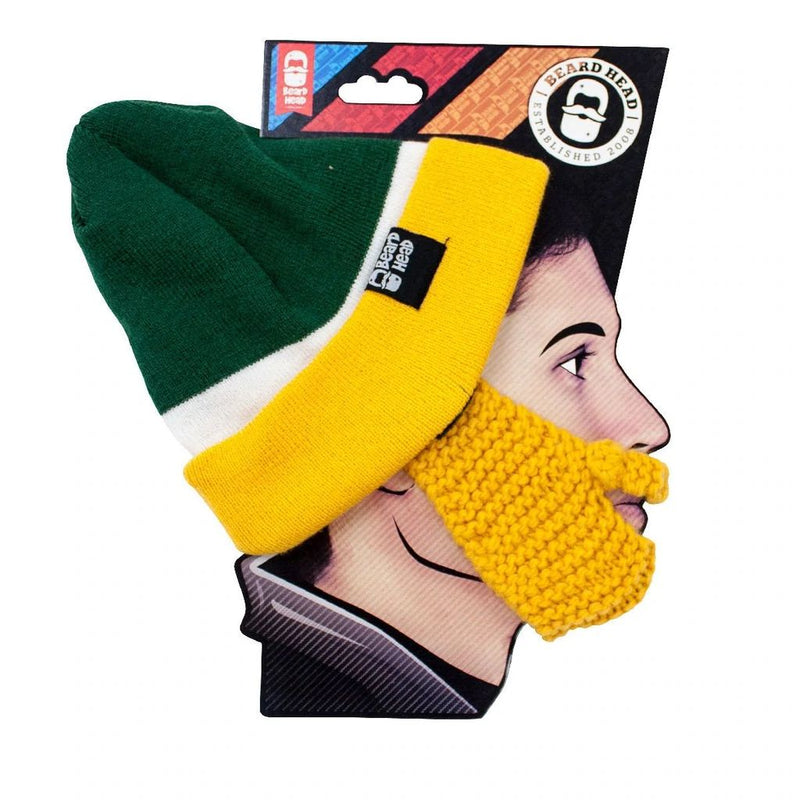 Beard Head Green Bay Packers Colors Stubble Bearded Face Mask & Hat