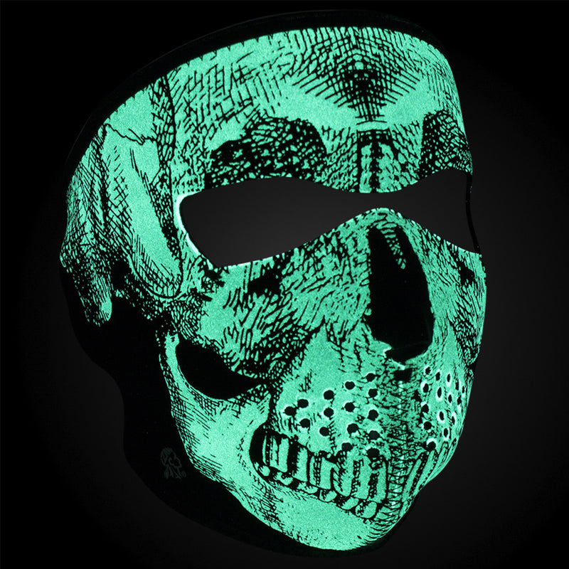 Black & White Skull Face Glow Neoprene Full Face Mask