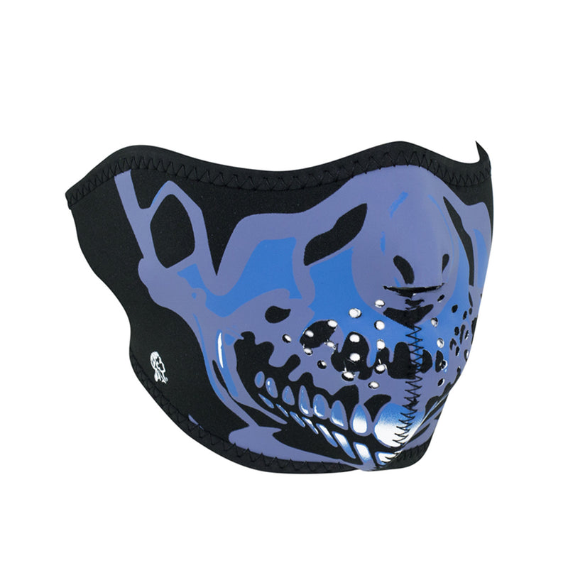 Blue Chrome Skull Neoprene Half Face Mask