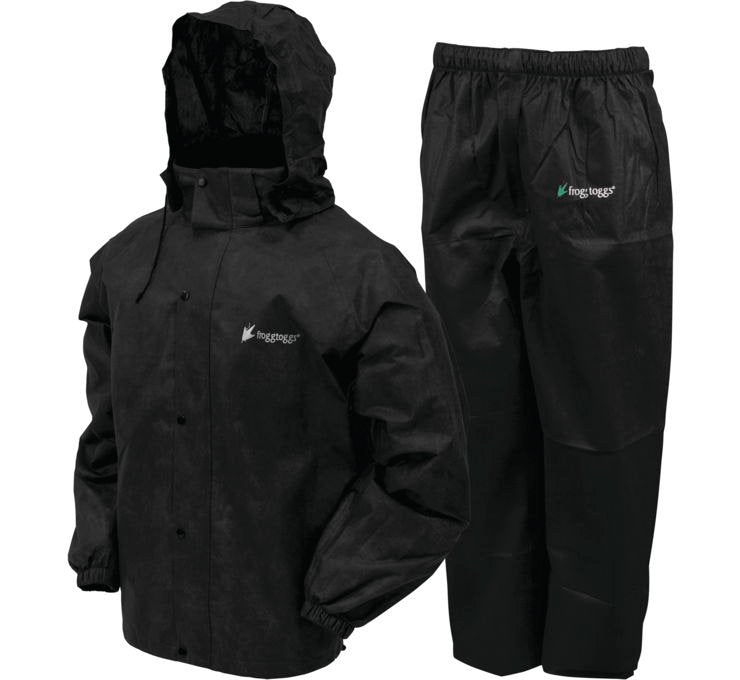 Frogg Toggs All Sport Waterproof Two Piece Rain Suit W/ Removeable Hood - Black