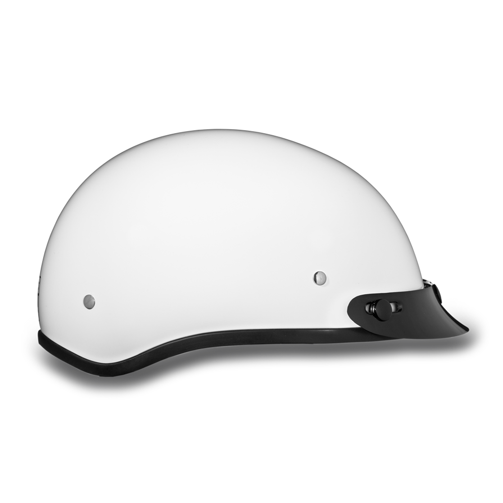 Daytona Hi Gloss White Skull Cap Half Motorcycle Helmet (2XS - 4XL)