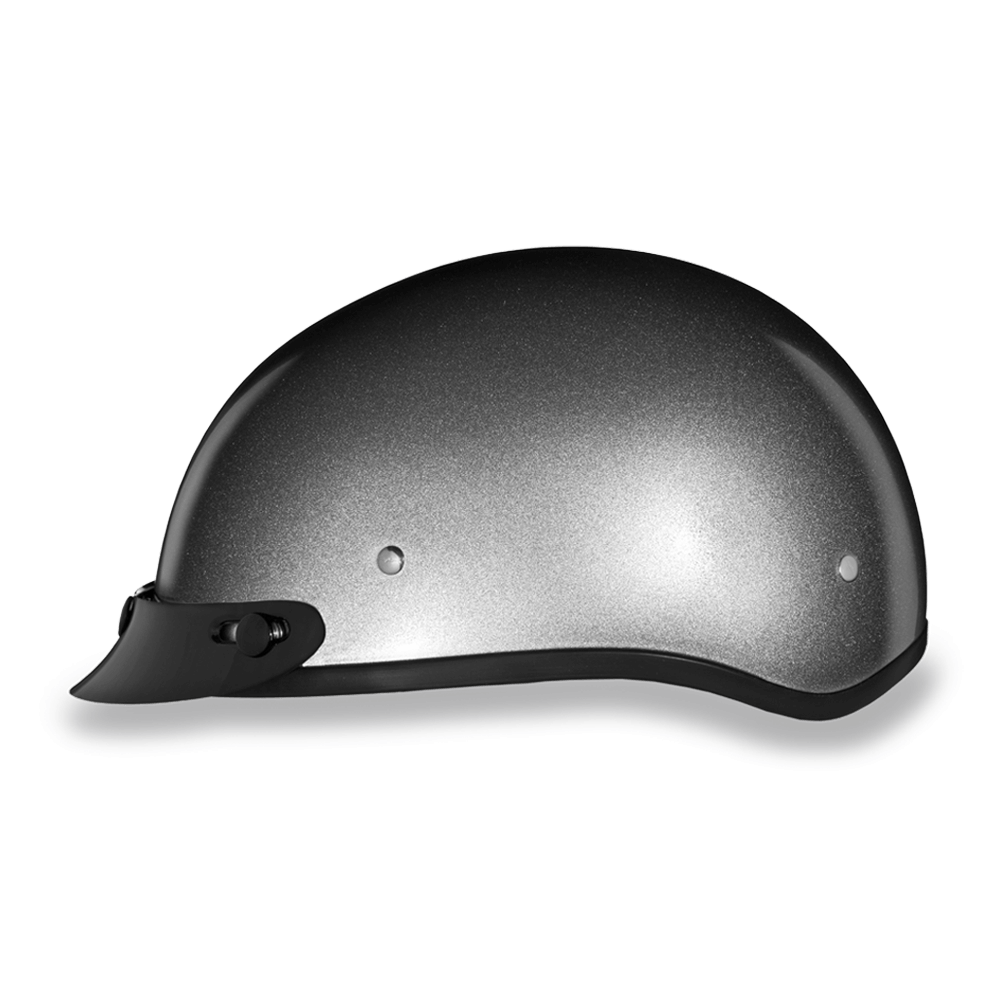 Daytona Silver Metallic Skull Cap Half Motorcycle Helmet (2XS - 4XL)