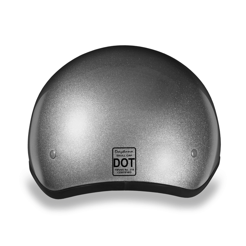 Daytona Silver Metallic Skull Cap Half Motorcycle Helmet (2XS - 4XL)