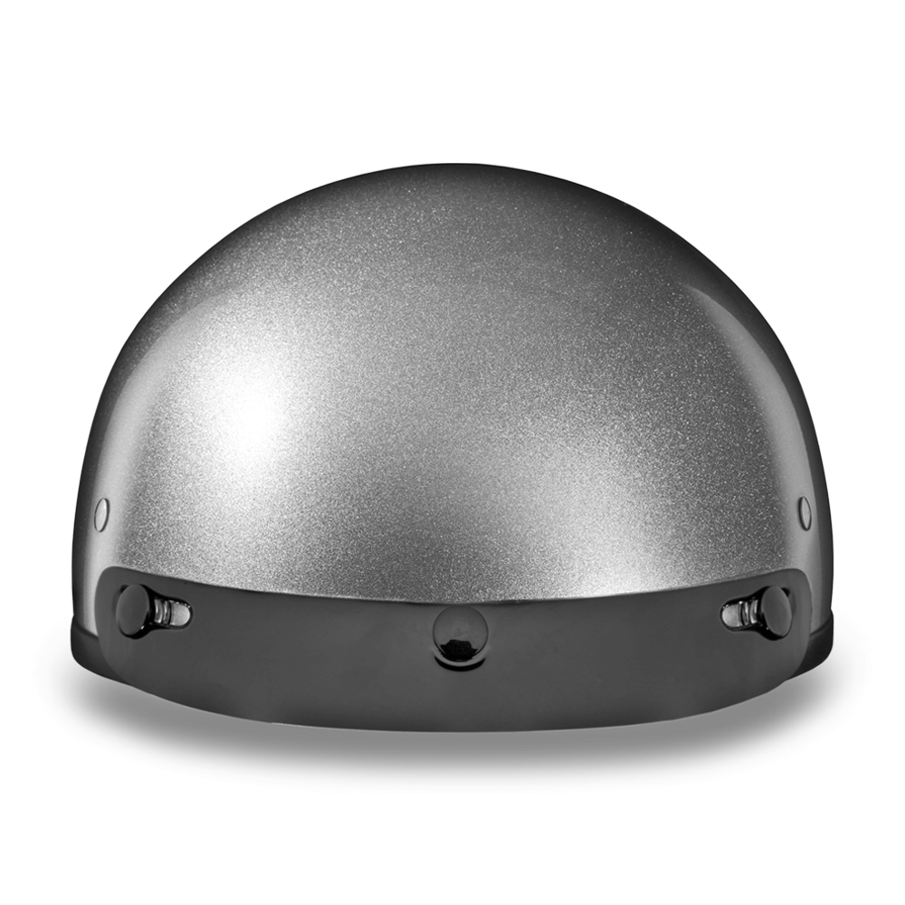 Daytona Skull Cap Half Helmet with Peak Visor, Metallic Silver / XS
