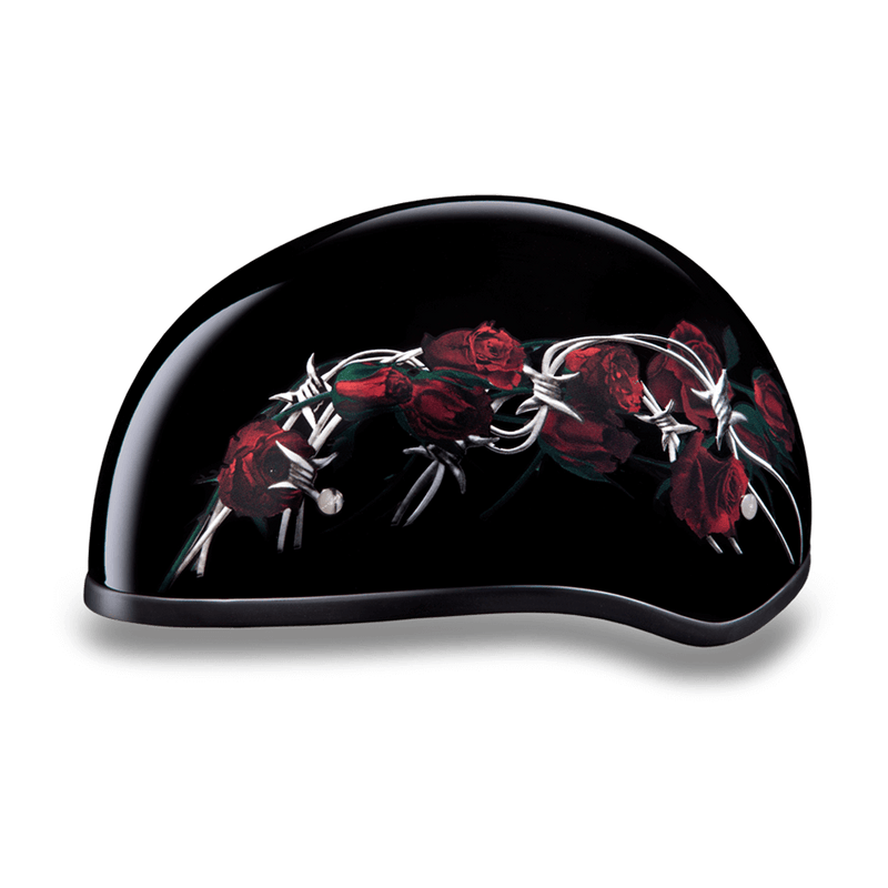 Daytona Barbed Roses Skull Cap Half Motorcycle Helmet (2XS - 2XL)
