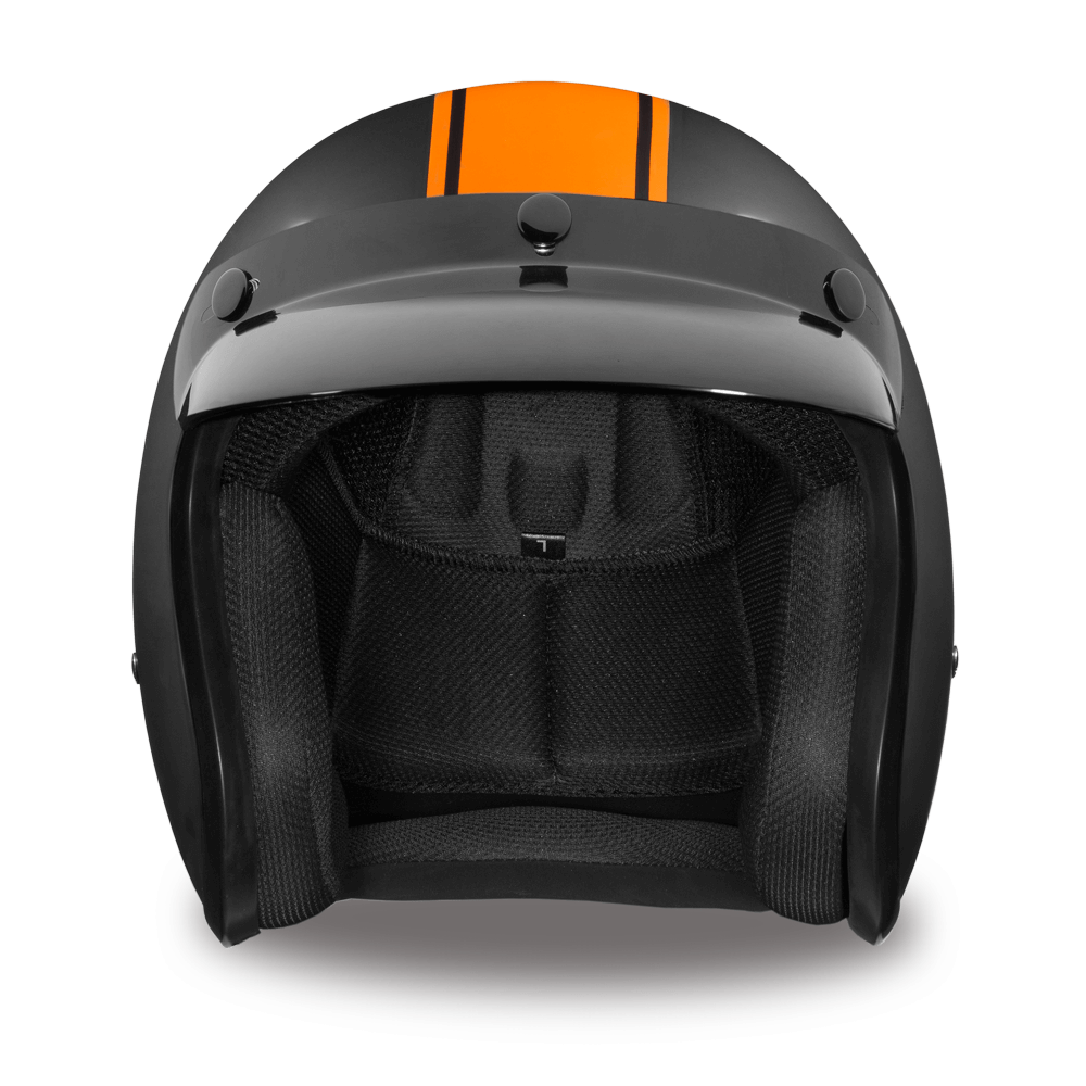 Daytona Cruiser Orange Pin Stripe Open Face Motorcycle Helmet (XS - 2XL)