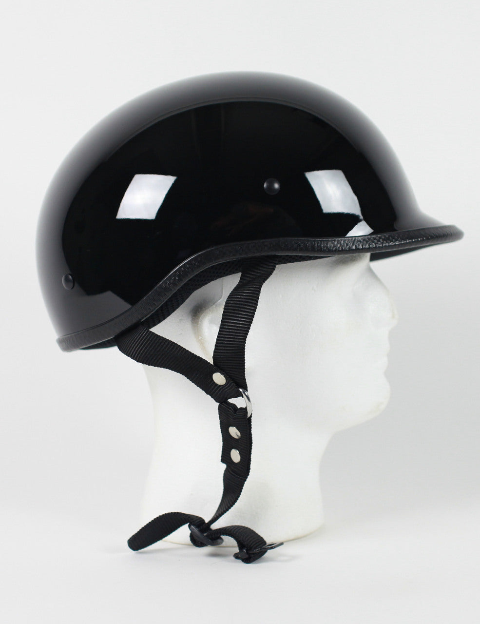 Rodia Gloss Black Polo Jockey Motorcycle Helmet