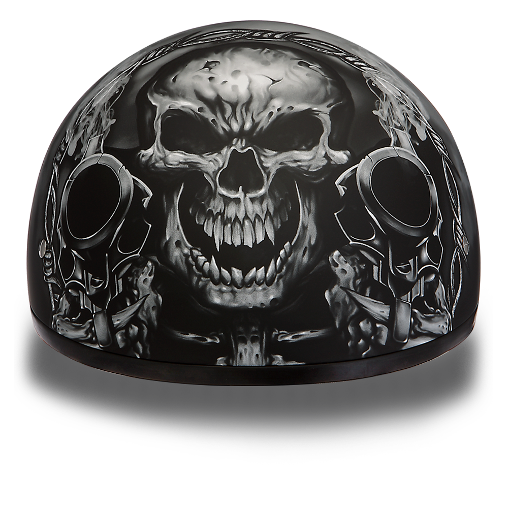 chrome skull motorcycle helmet Daytona Guns Skull Cap Half Motorcycle Helmet (2XS