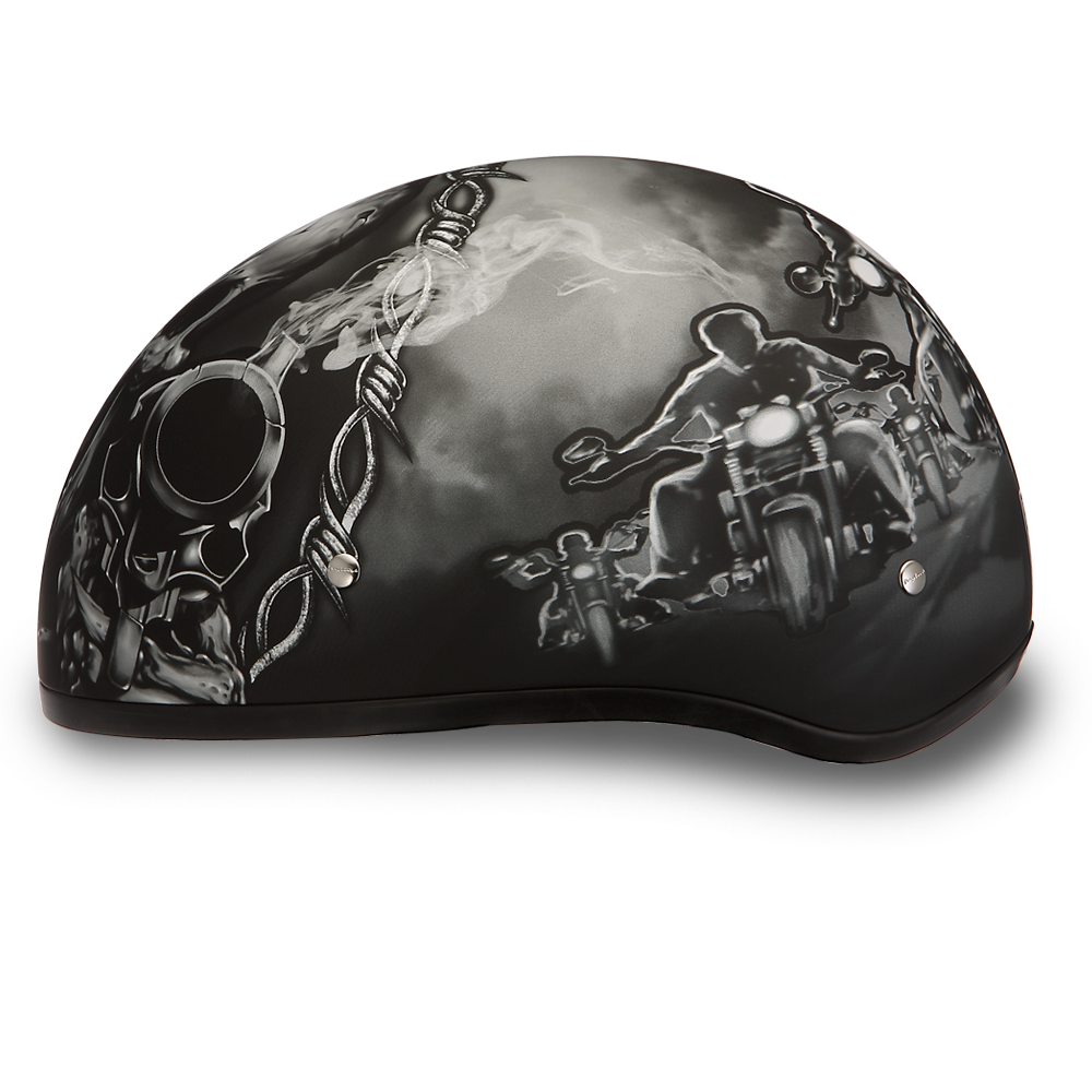 Daytona Skull Cap Guns Half Face Motorcycle Helmet, XL