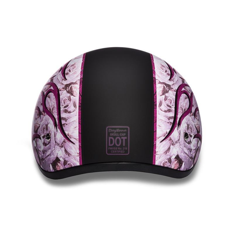 Daytona Flames Pink Skull Cap Half Motorcycle Helmet (2XS - 2XL) [Discontinued]