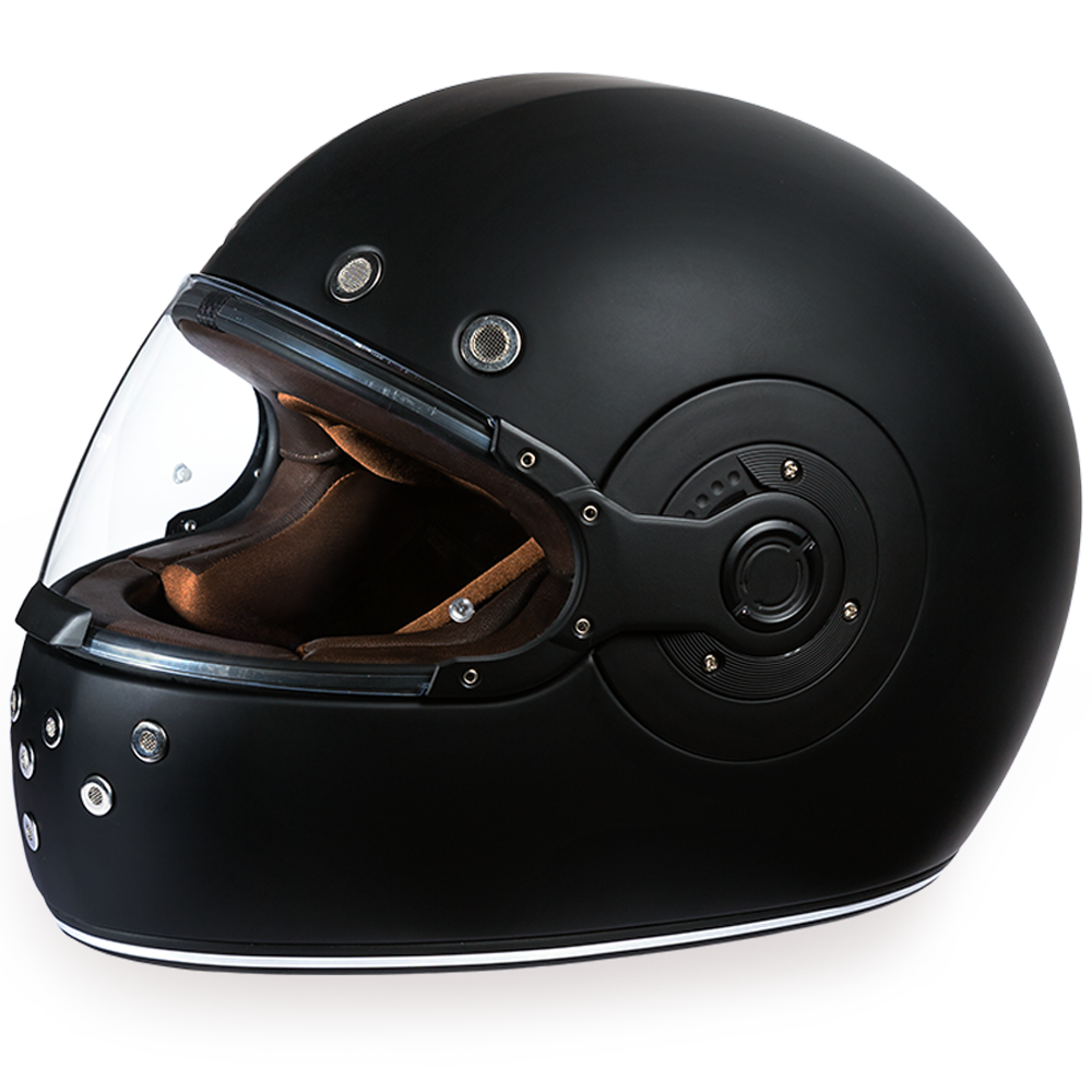 Daytona Retro Dull Black Full Face Motorcycle Helmet